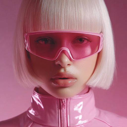 Cyber Neon Visor Styling with Platinum Hair
