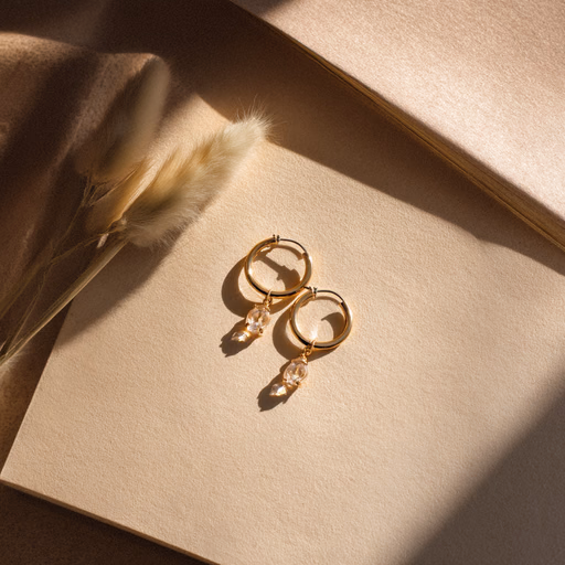 Artisanal Gold and Crystal Teardrop Earrings
