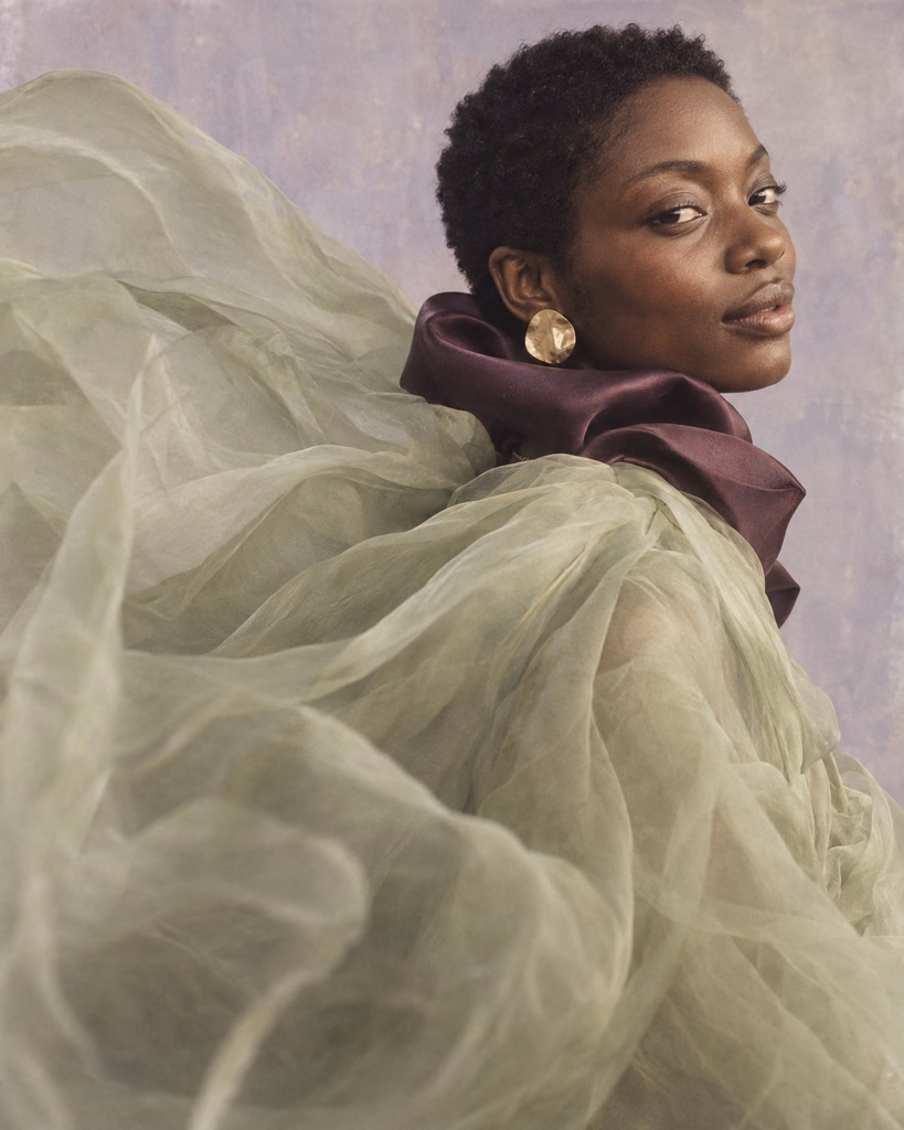 Mint Organza Ruffle Couture Billowing Editorial Fashion